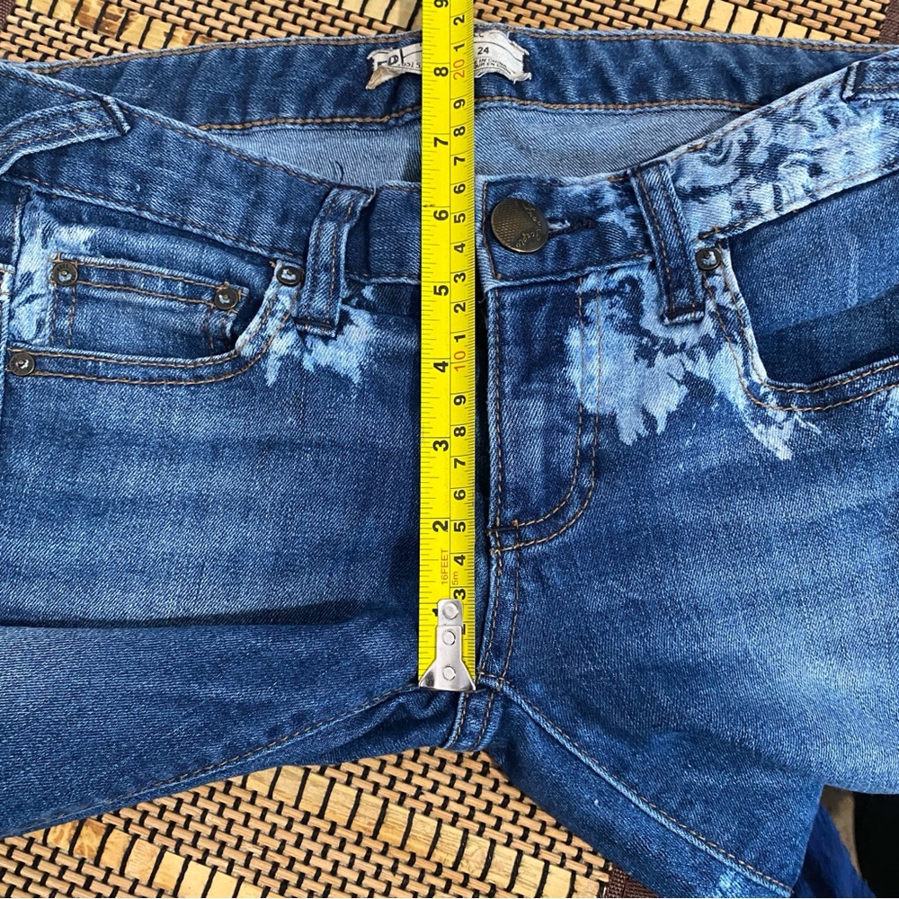 Free People Floral Skinny Jeans Size 24 Comfy Stretch Preppy Casual - Picture 9 of 12